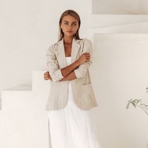 Euro-Summer Oatmeal Linen Lightweight Blazer - Sustainable Fashion